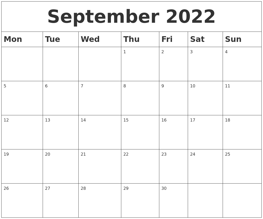 Take Calendar 2022 Sept