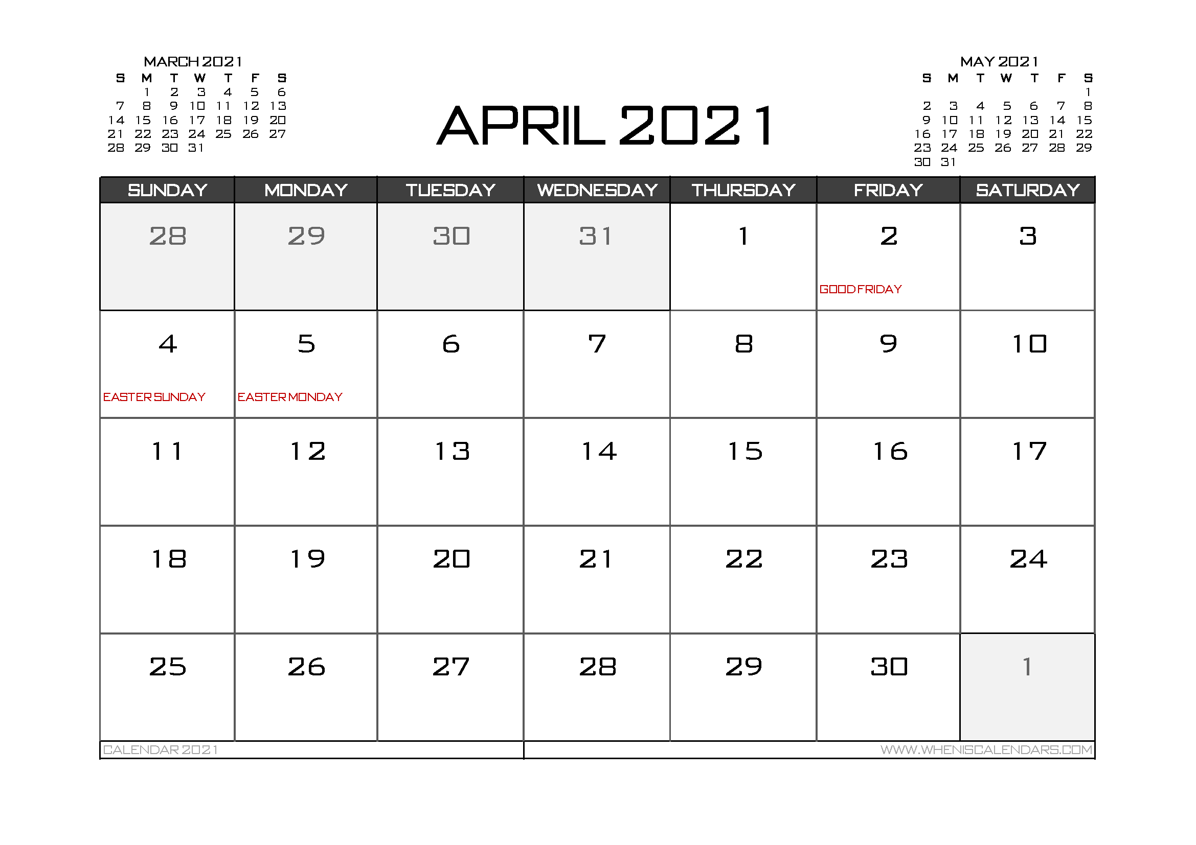 Take Calendar April 2022 Canada