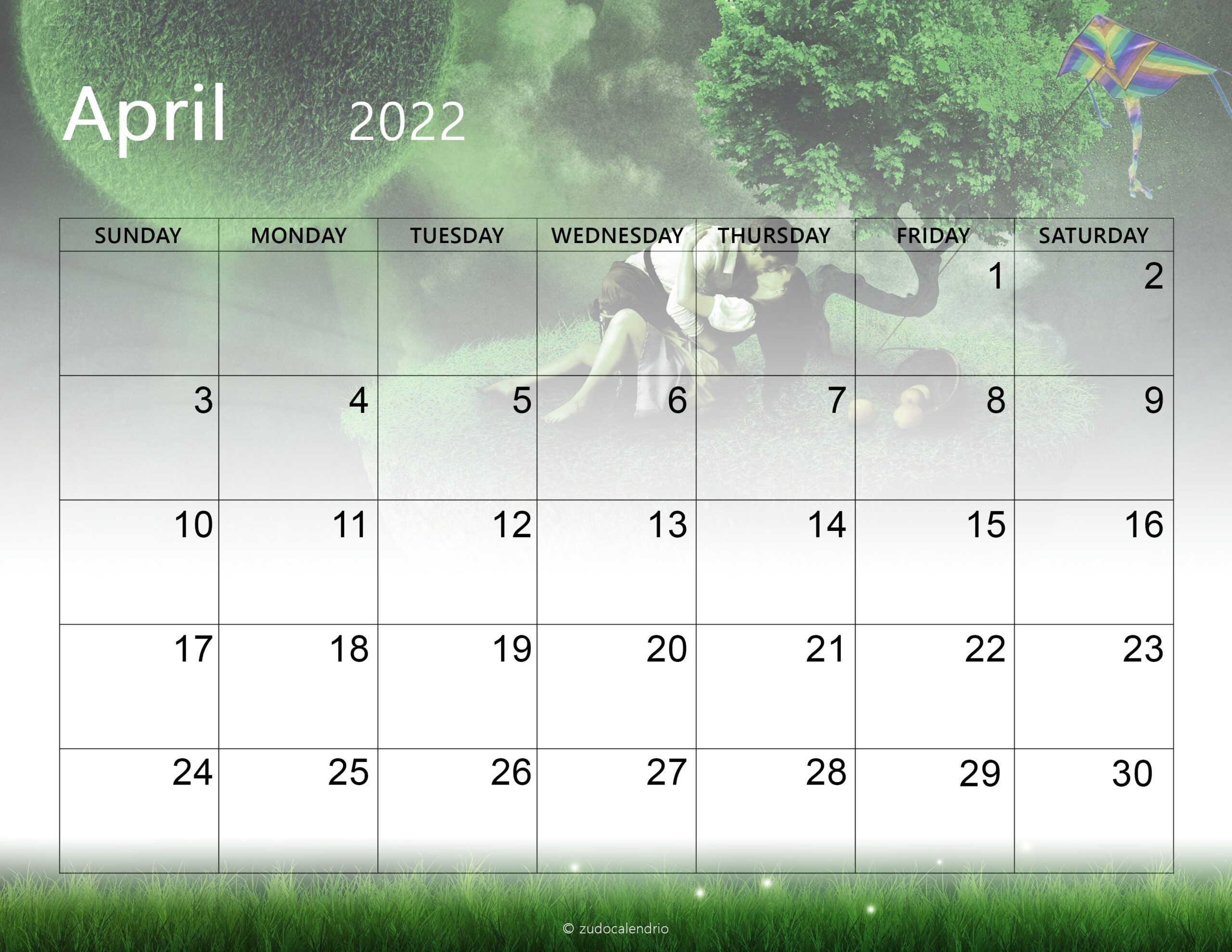 Take Calendar April 2022 Easter