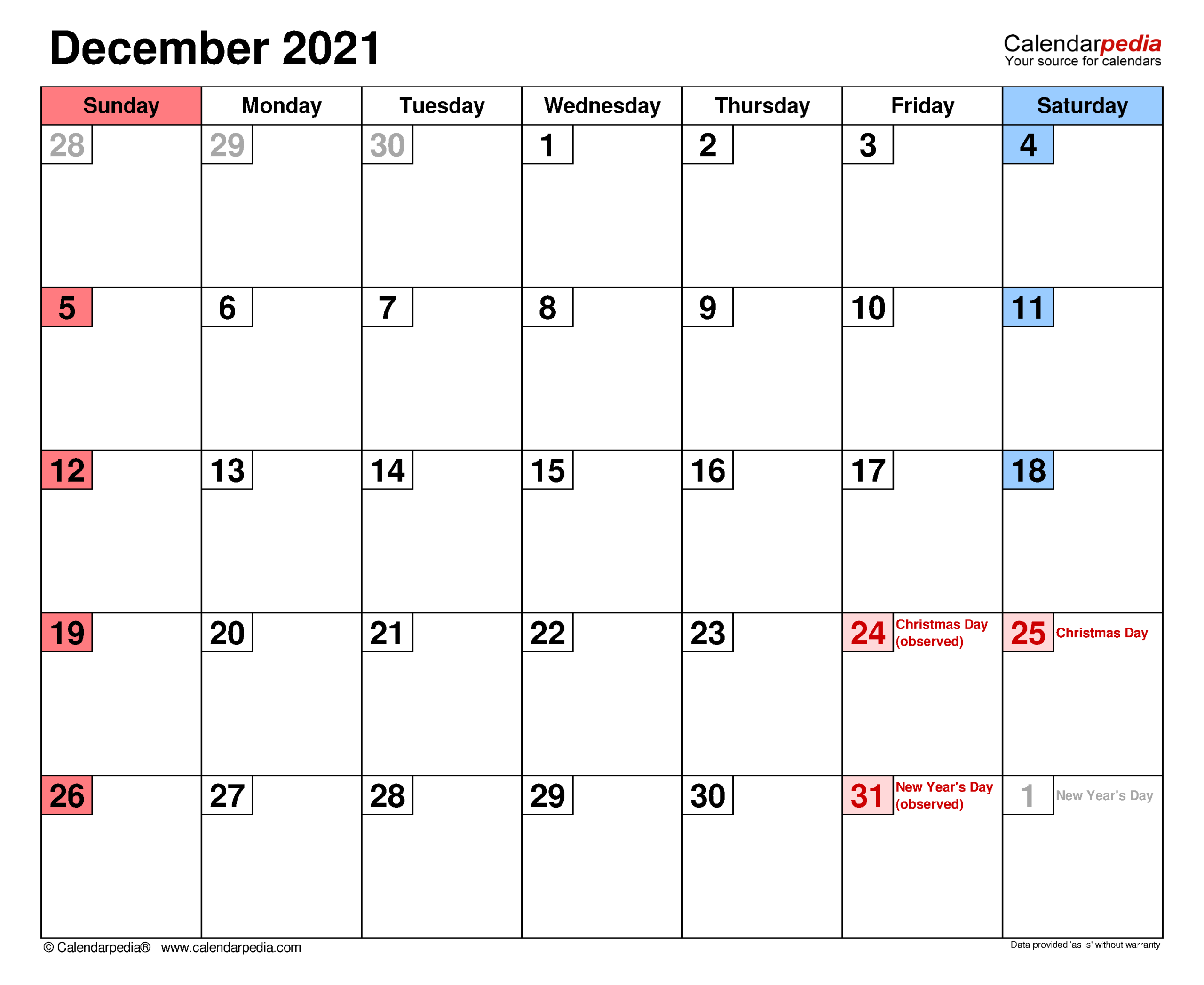 Take Calendar December 2021 January 2022 Excel