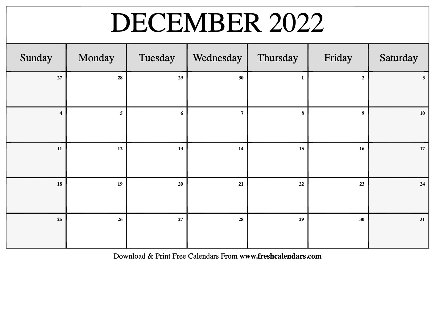 Take Calendar For The Month Of December 2022