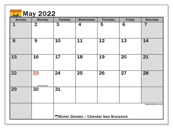 Take Calendar May 2022 Canada