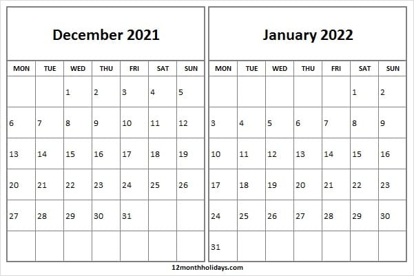 Take Calendar November December January 2022