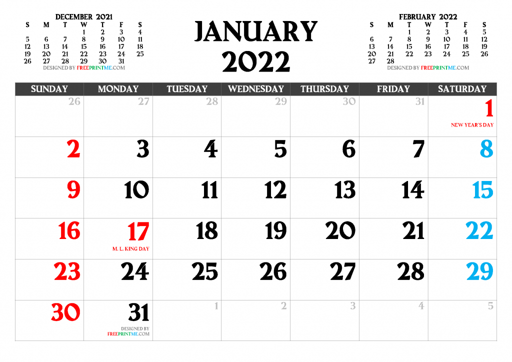 Take Calendar Of January 2022 With Holidays