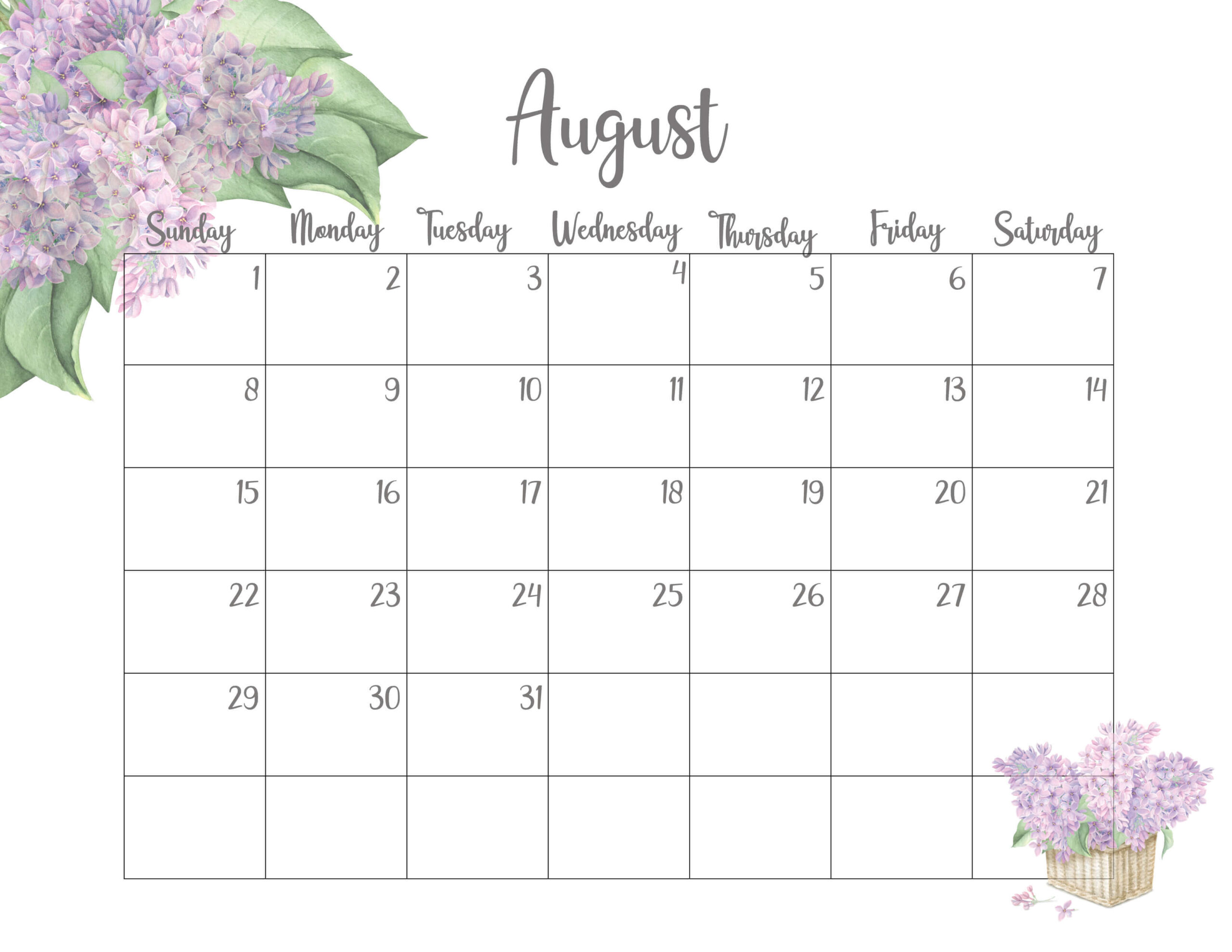 Take Calendar Page For August 2022