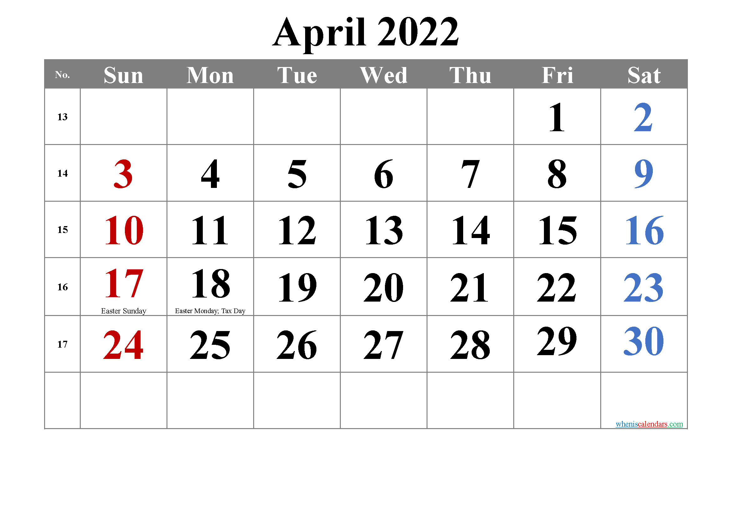 Take Calendar Page Of April 2022