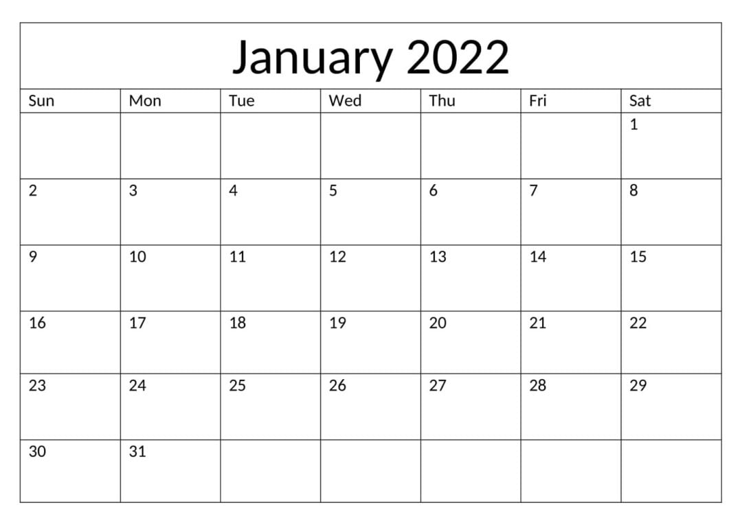 Take Daily Calendar 2022 January