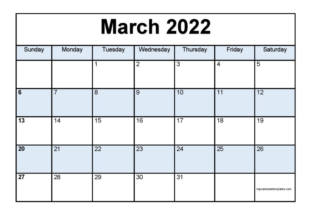 Take Daily Calendar 2022 March