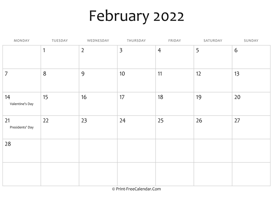 Take February 2022 Calendar Events