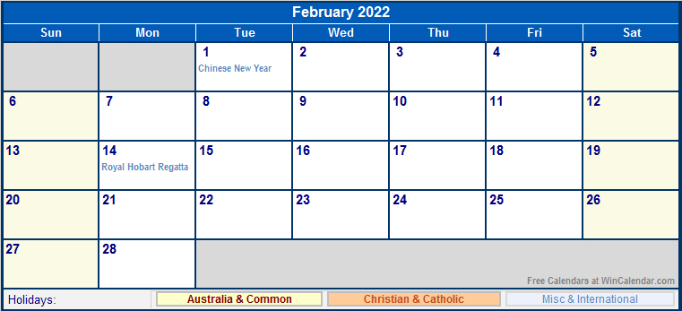 Take February 2022 Calendar Uk