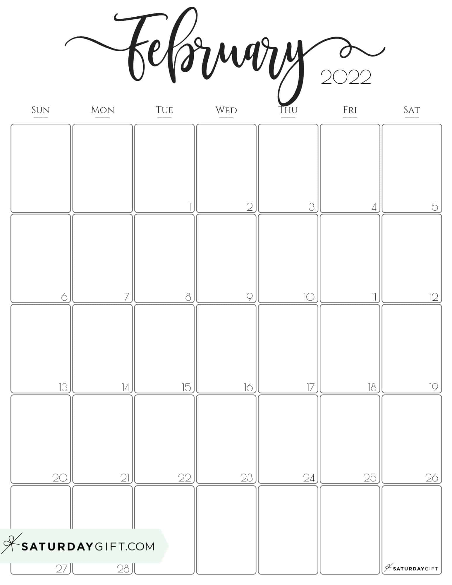 Take February 2022 Fillable Calendar