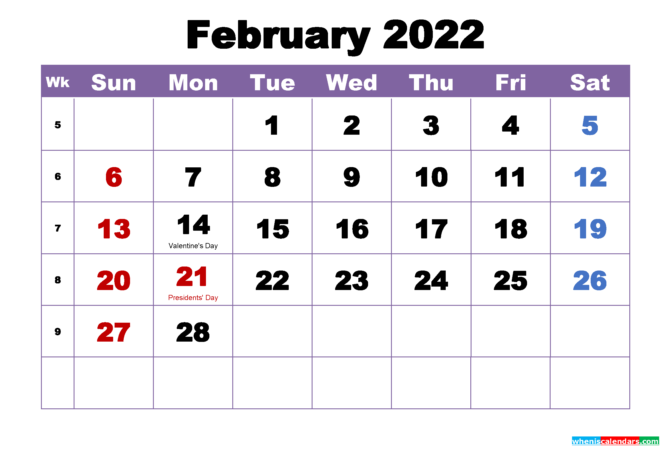 Take February 2022 Hijri Calendar