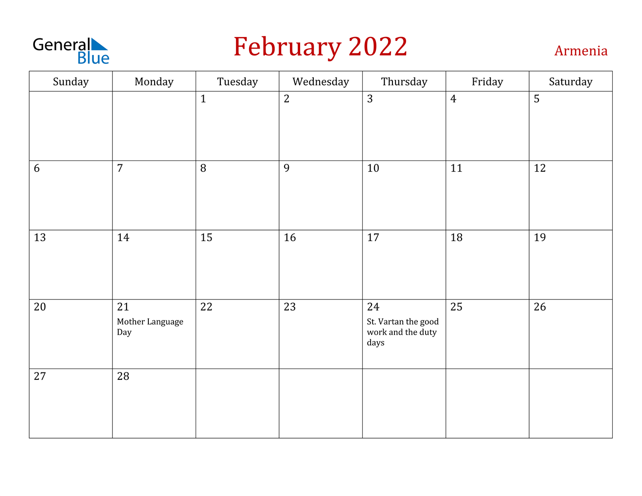 Take Free Calendar February 2022