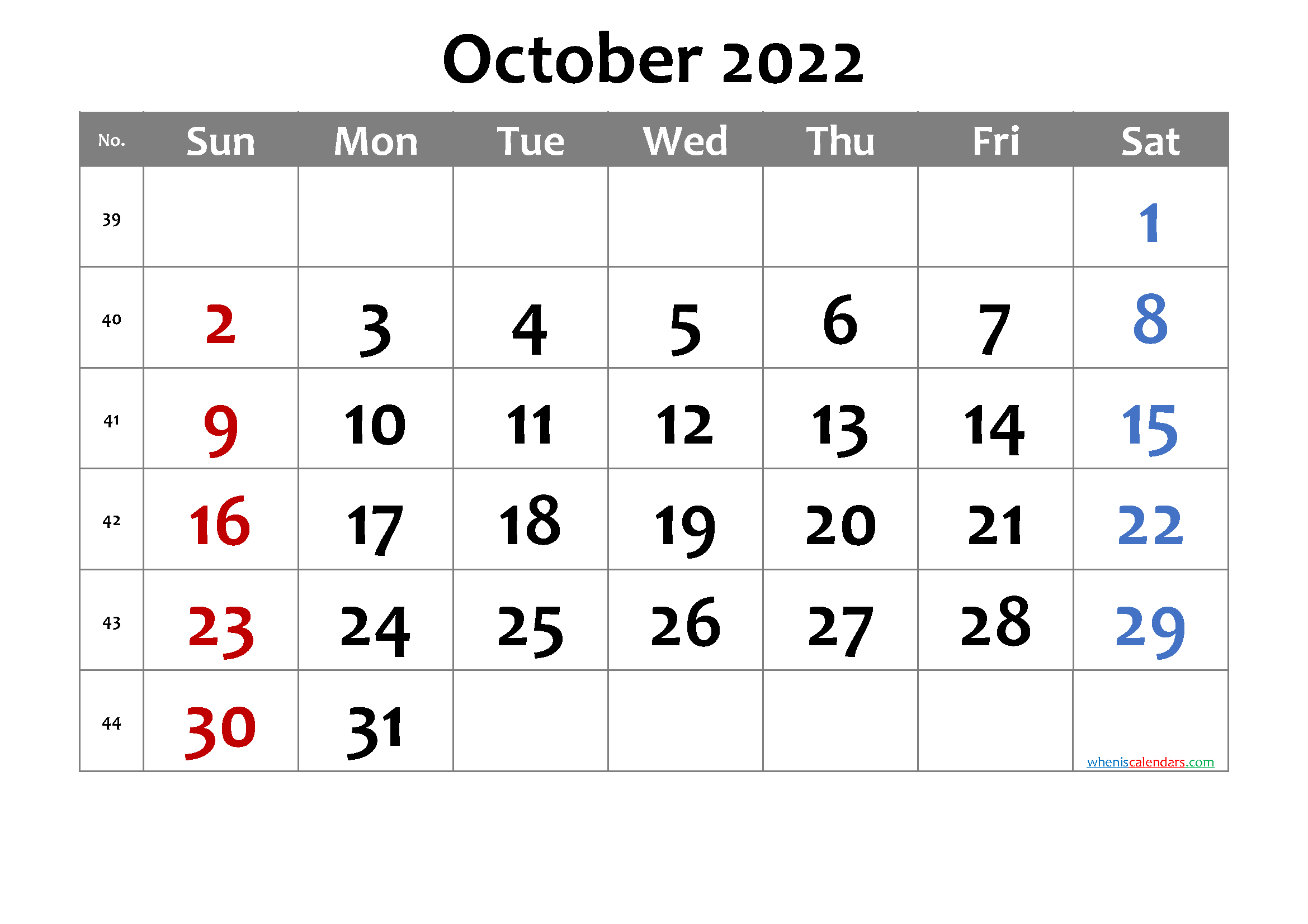 Take Free Printable Calendar October 2022