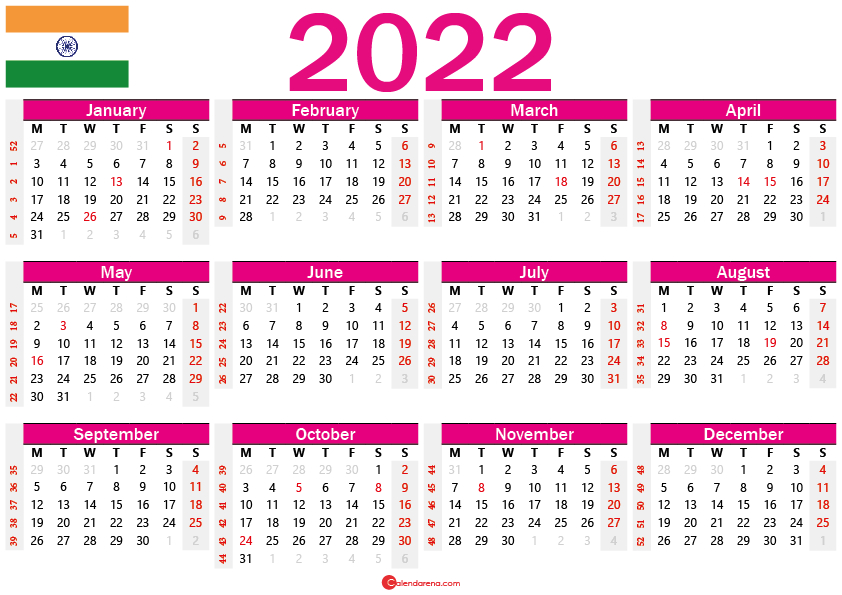 Take January 2022 Calendar India