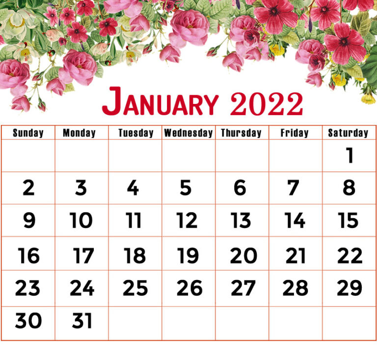 Take January 2022 Calendar Landscape