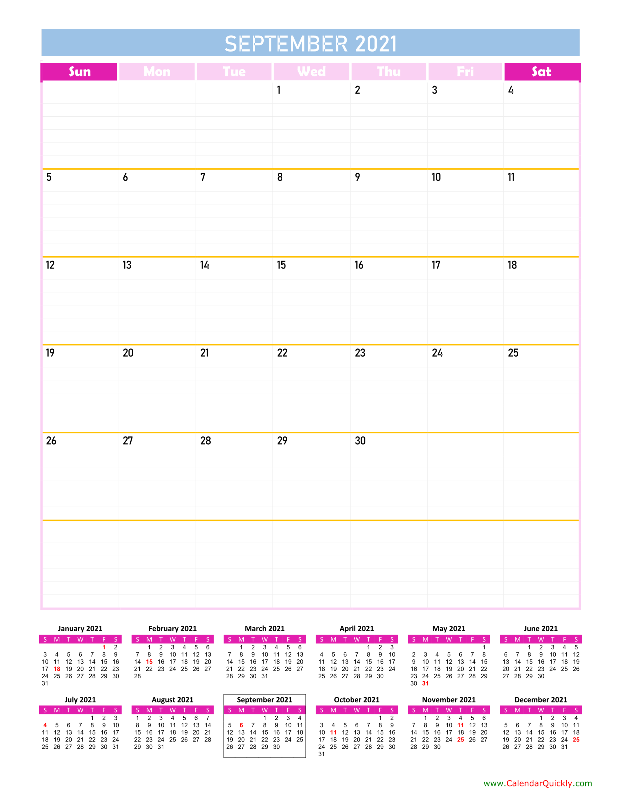 Take January 2022 Calendar Vertical