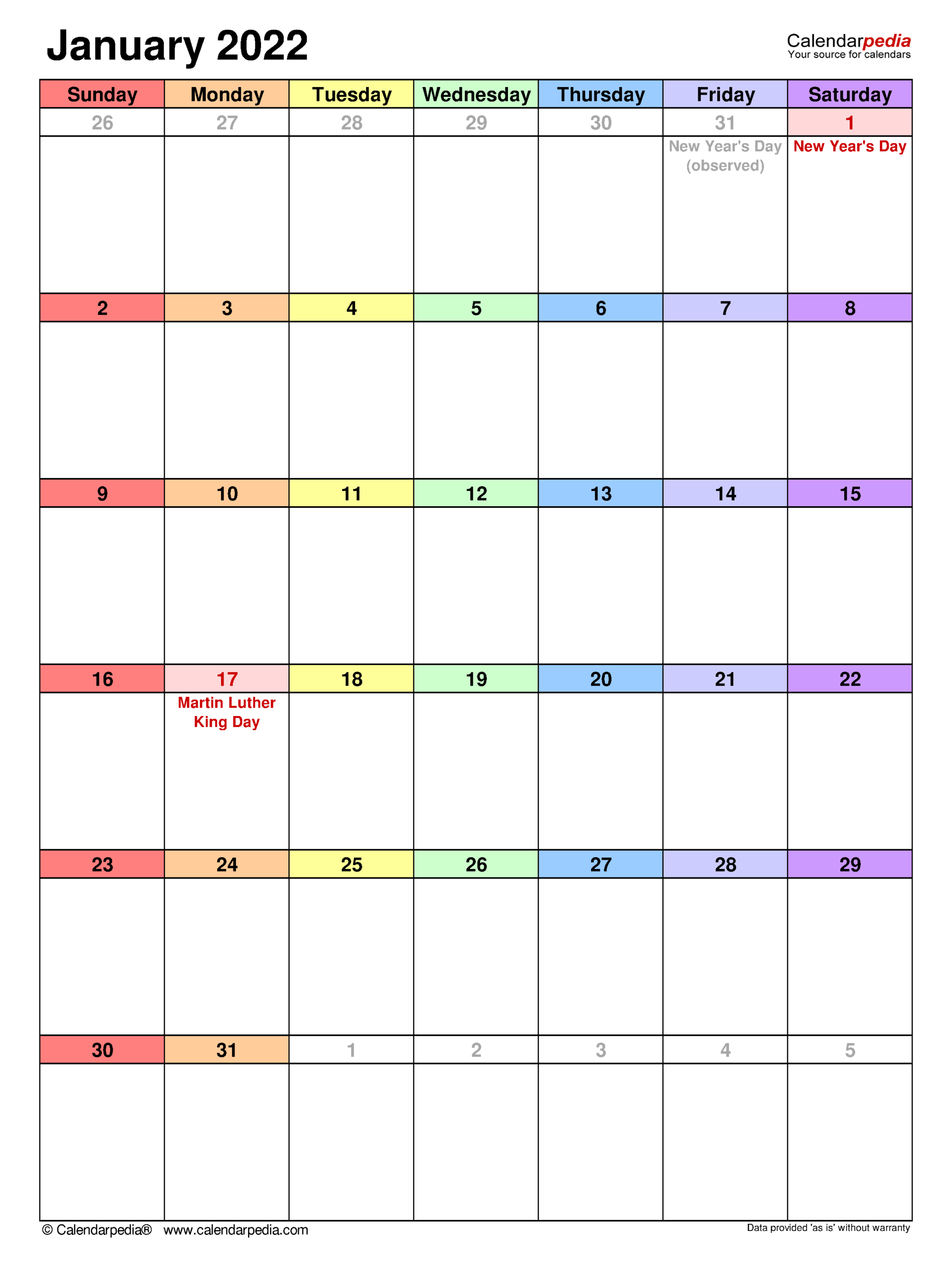 Take January 2022 January Calendar