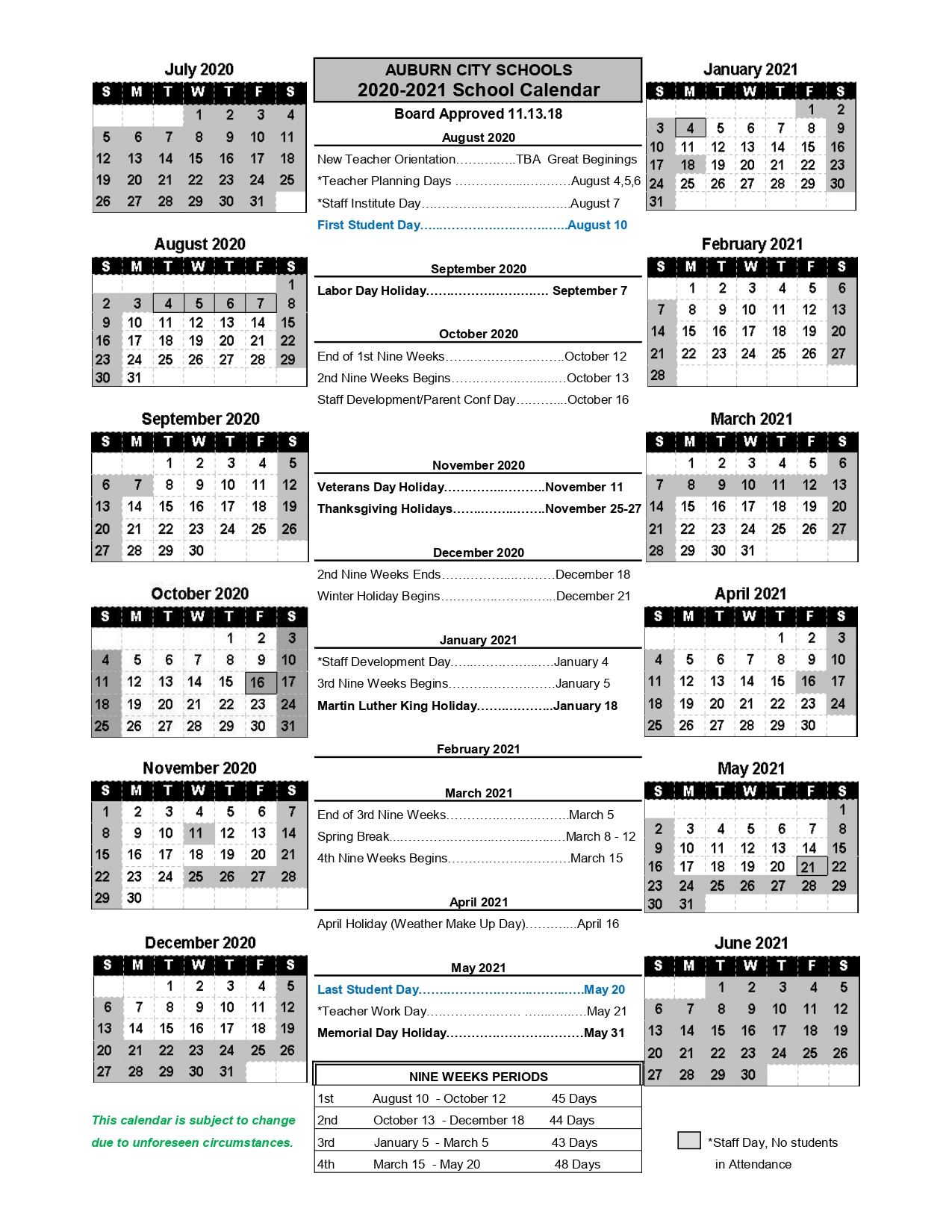Take January 2022 School Calendar