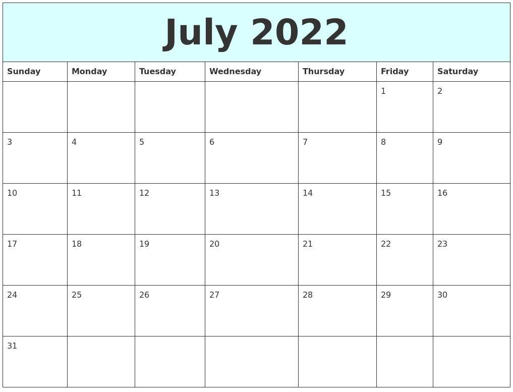 Take July 2022 Calendar Template