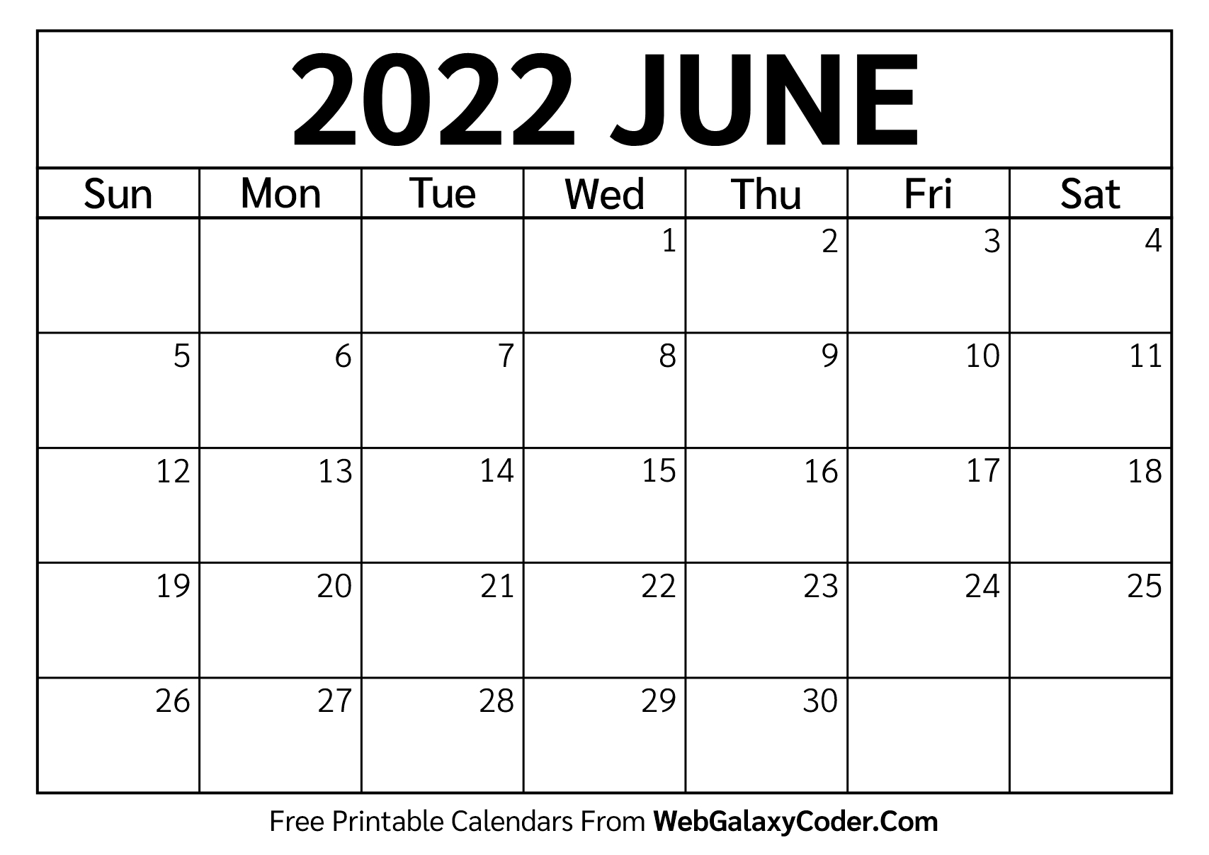 June 2022 Blank Calendar Best Calendar Example
