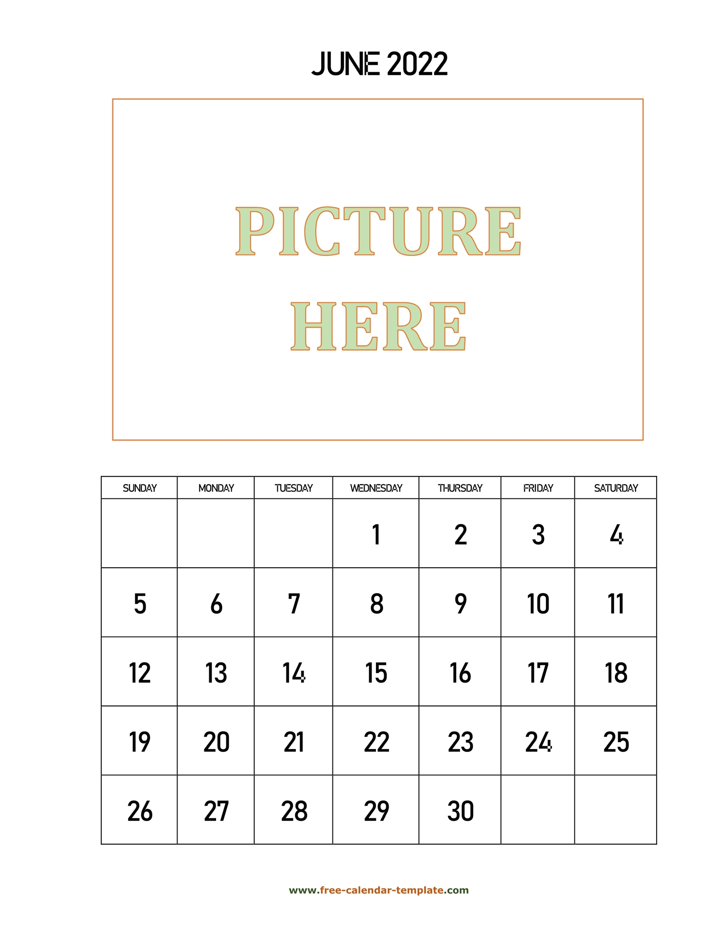 Take June 2022 Calendar Printable Free