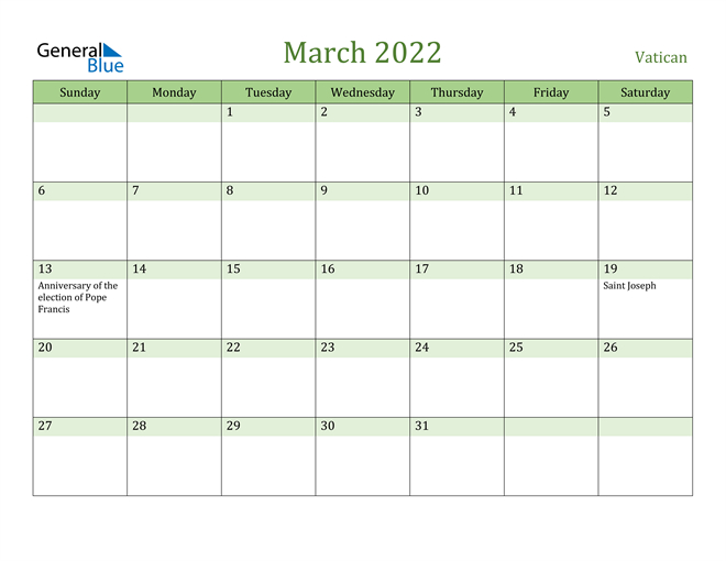 Take March 2022 Catholic Calendar
