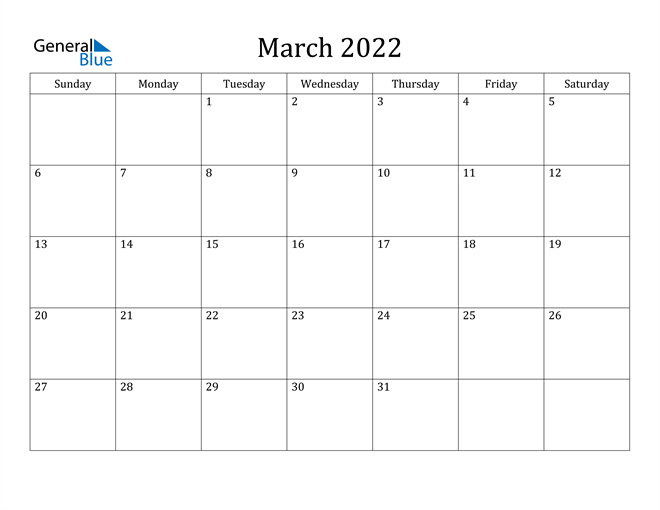 Take March Break 2022 Calendar