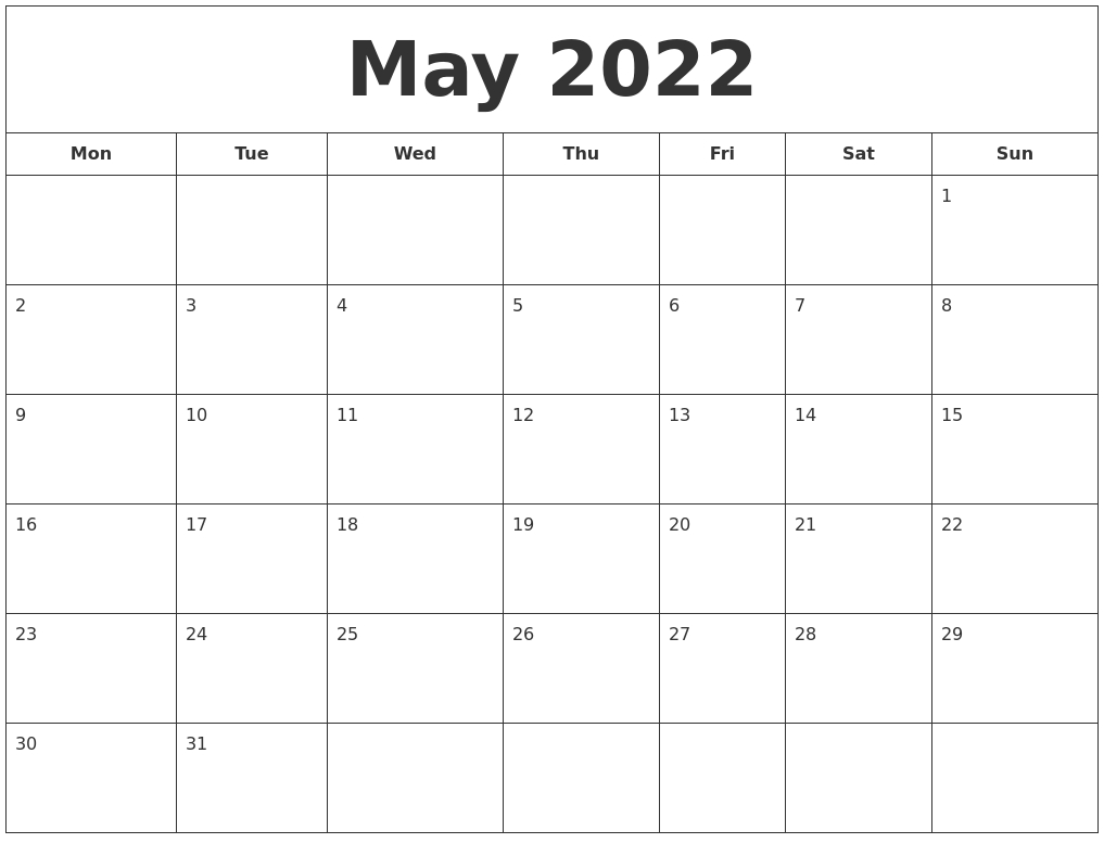 Take May 2022 Calendar Images
