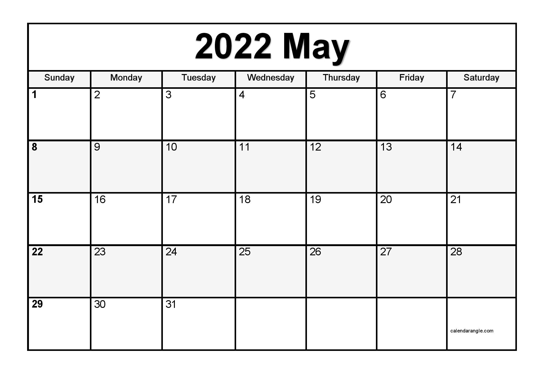 Take May 2022 Calendar India