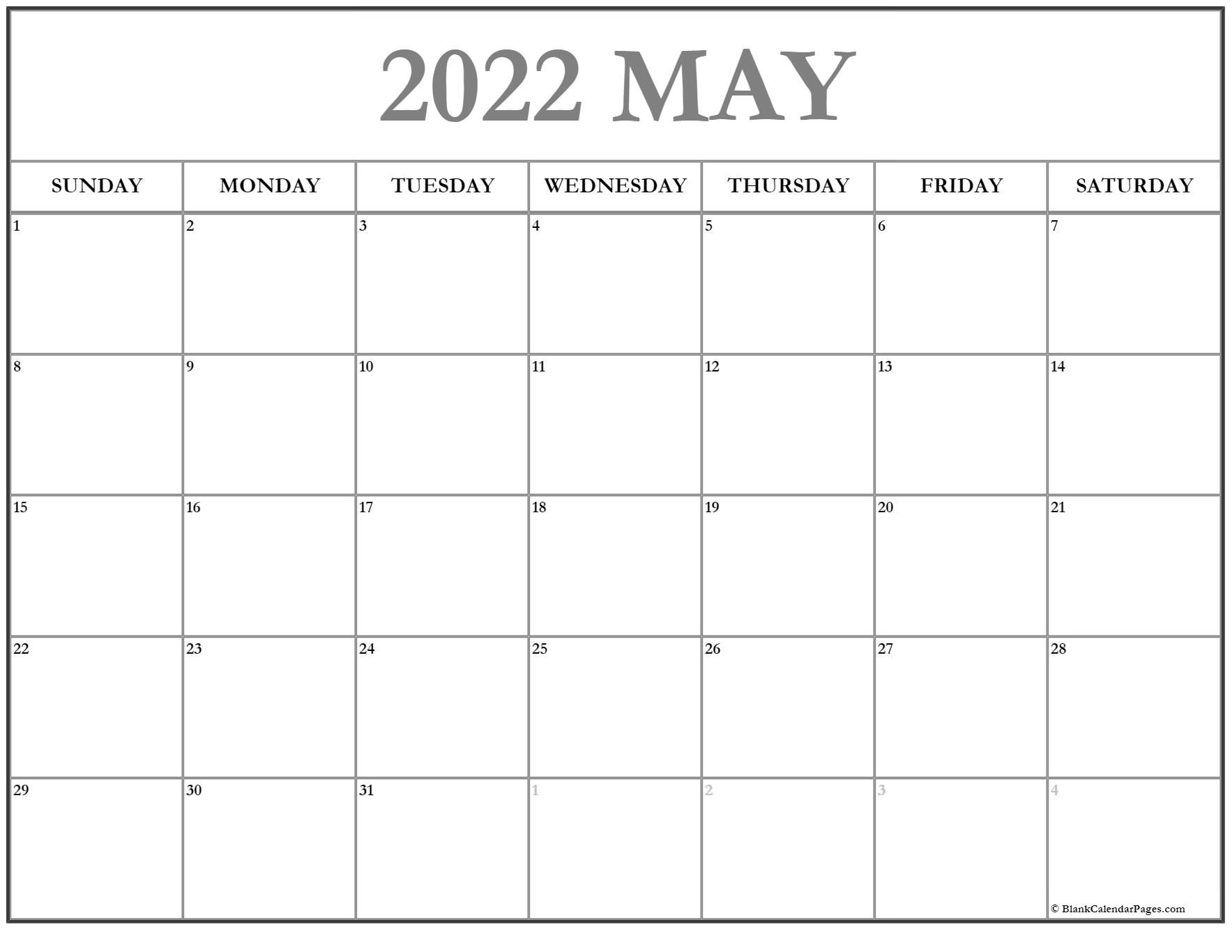 Take May 2022 Calendar Template
