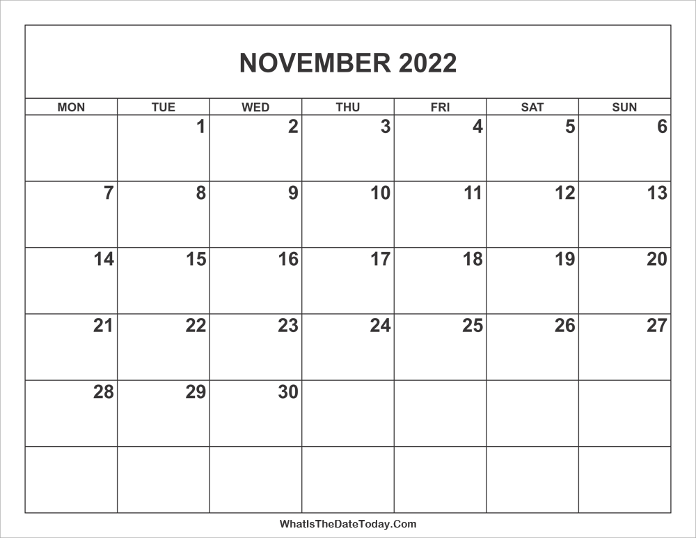 Take November 2022 Blank Calendar