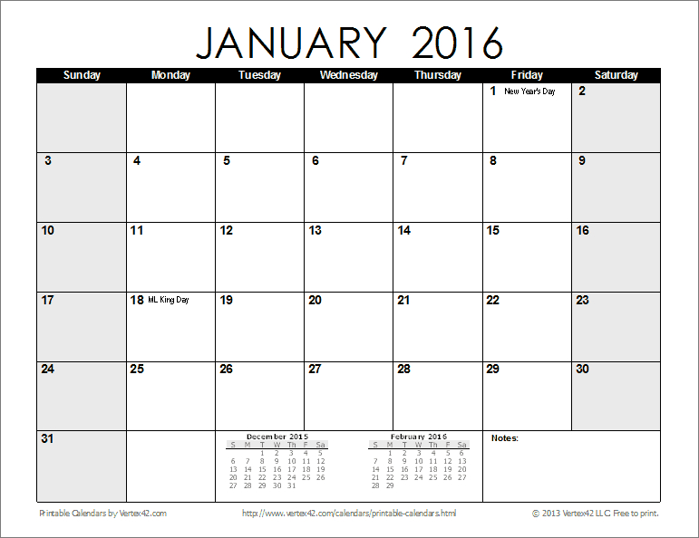 Take Print Monthly Calendar