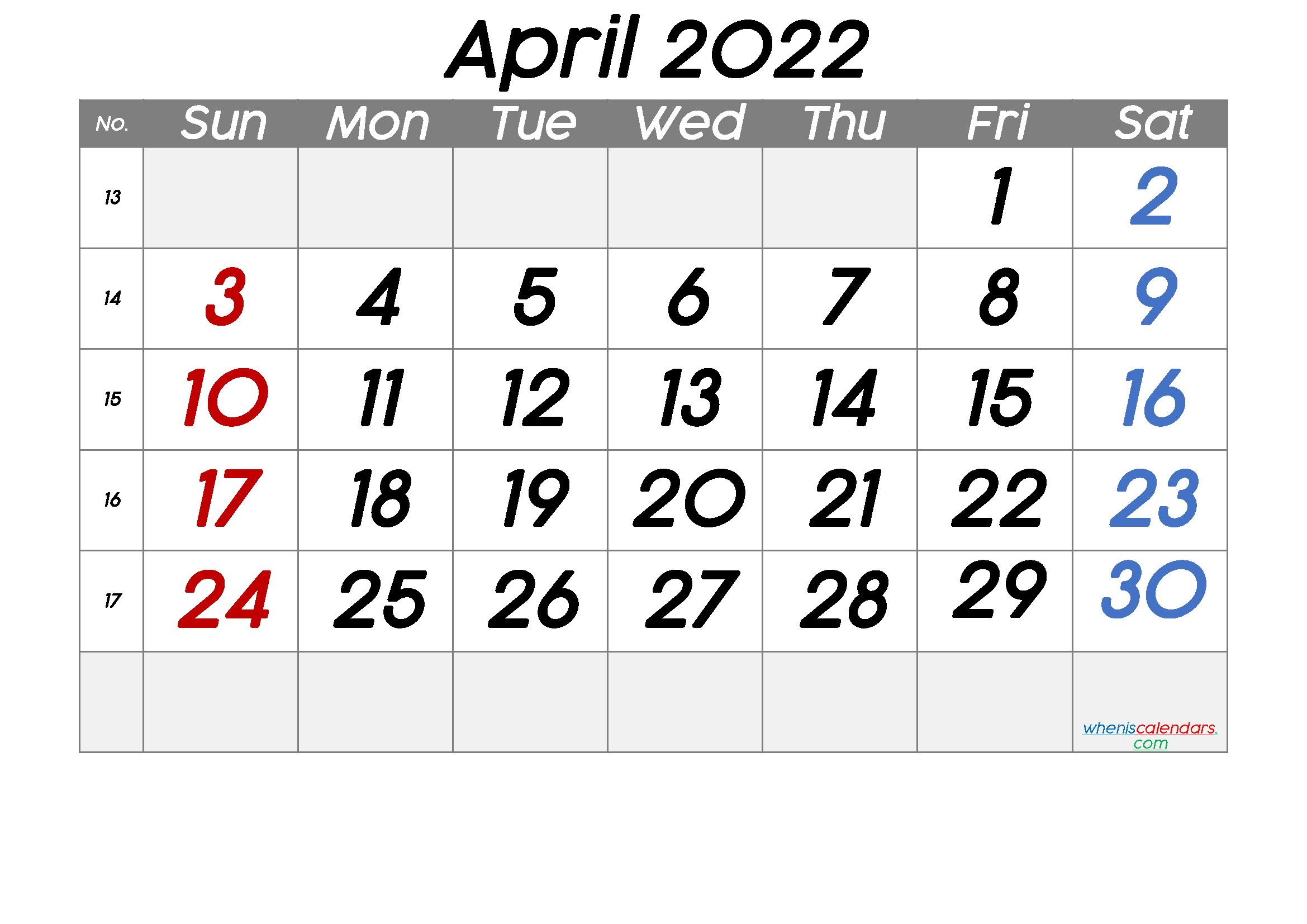 Take Printable Calendar For April 2022