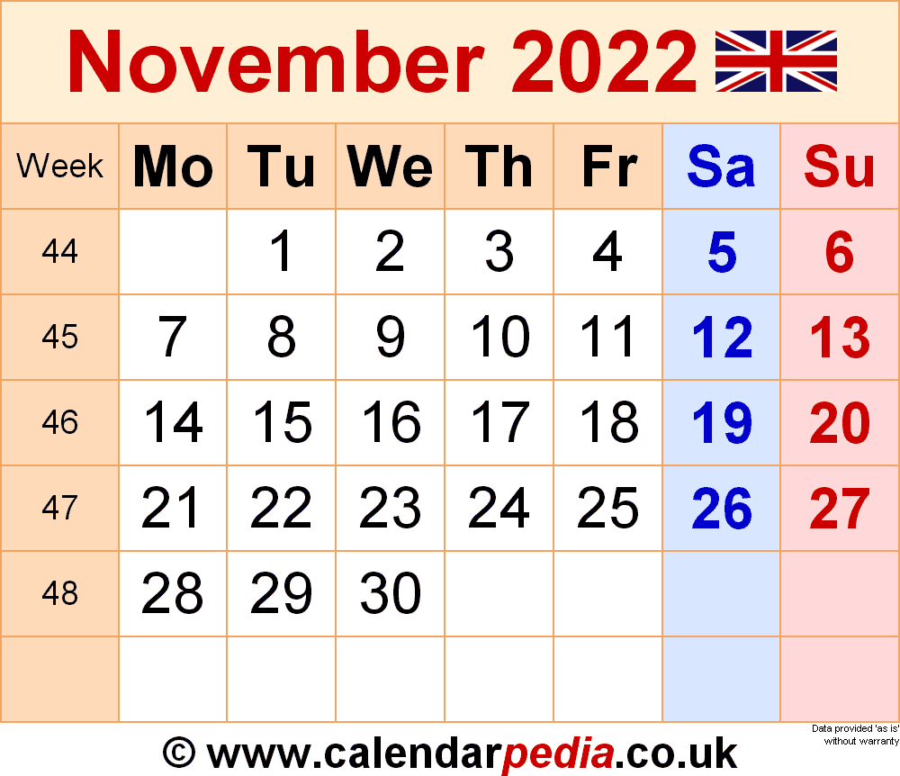 Take Printable Calendar For November 2022