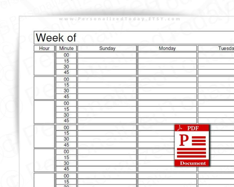 Take Printable Daily Planner With 15 Minute Increments