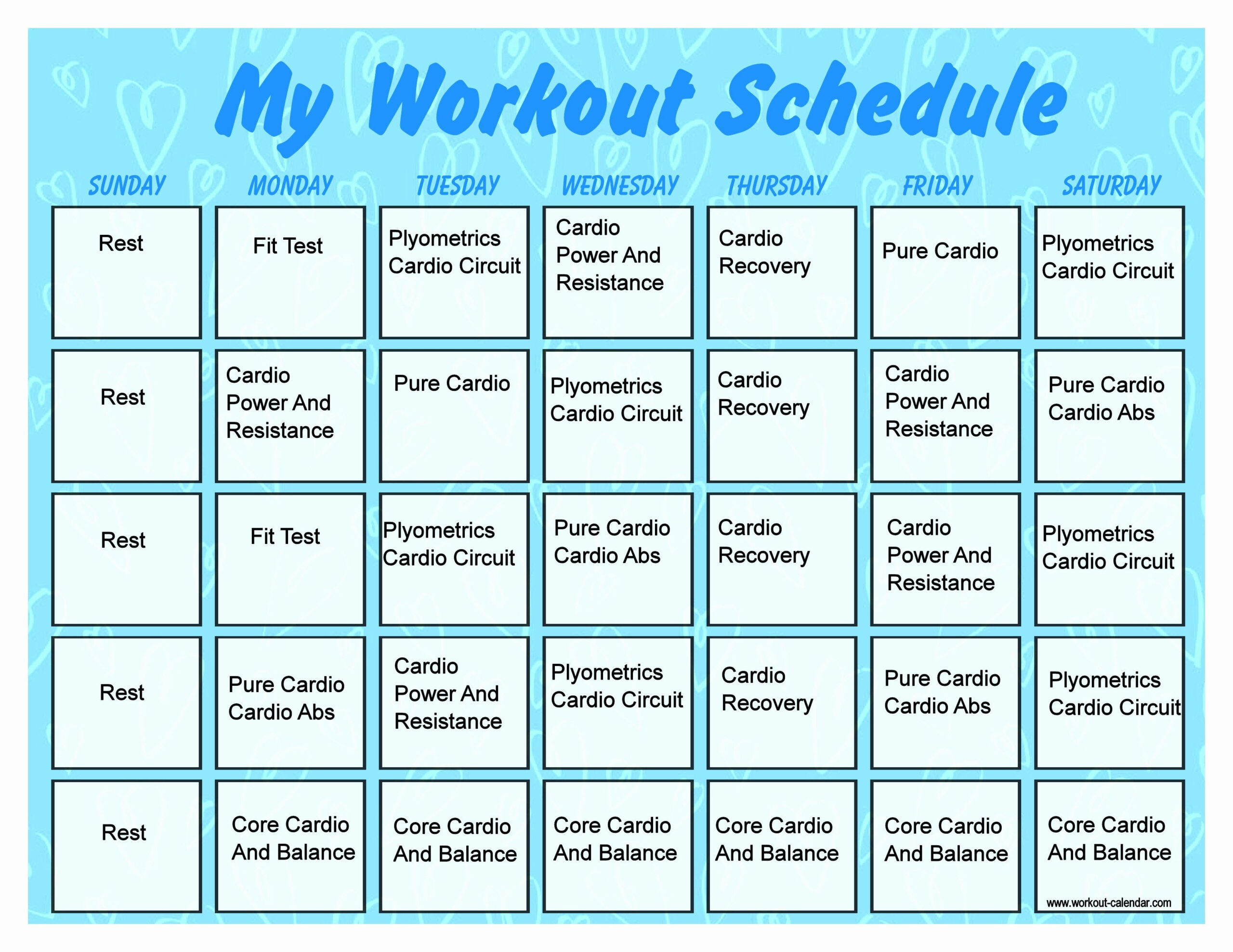 Take Printable Month Fitness Challenge Calendar