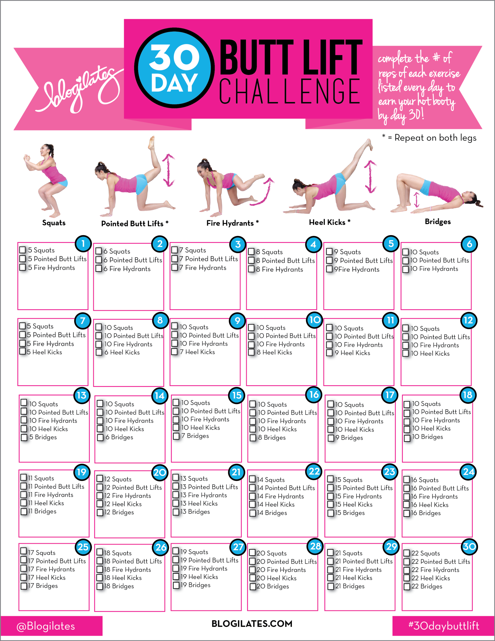Take Printable Month Fitness Challenge Calendar