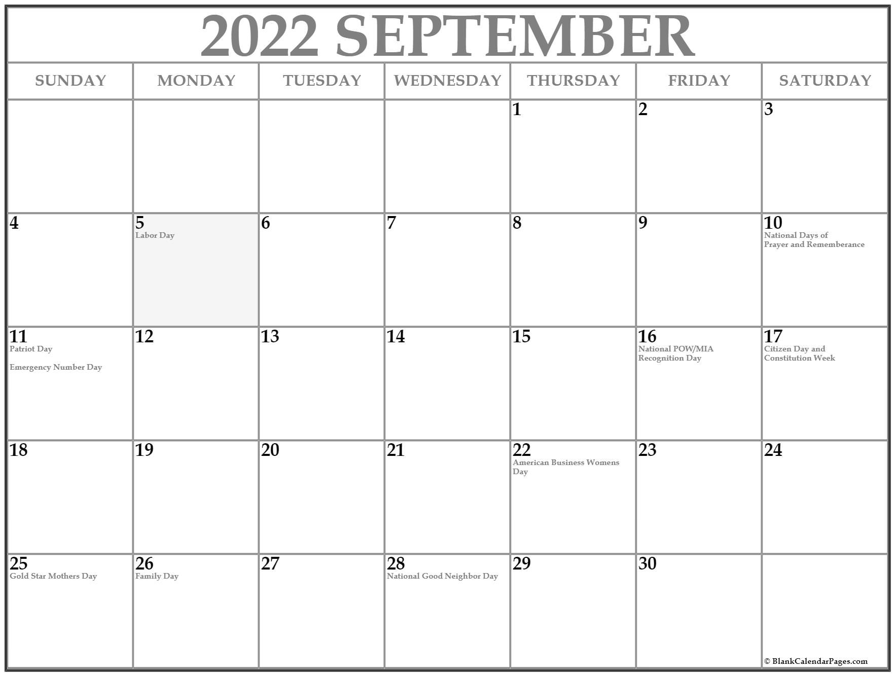 Take Sept 16 2022 Calendar