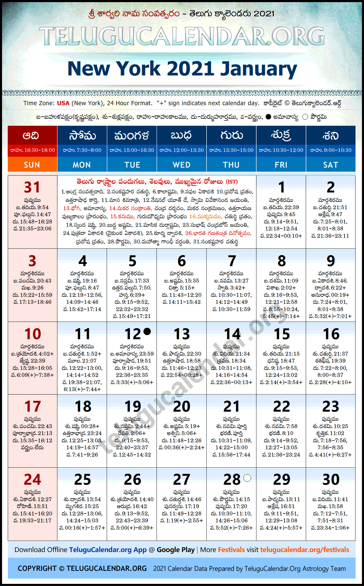 Take Telugu Calendar 2022 January With Holidays