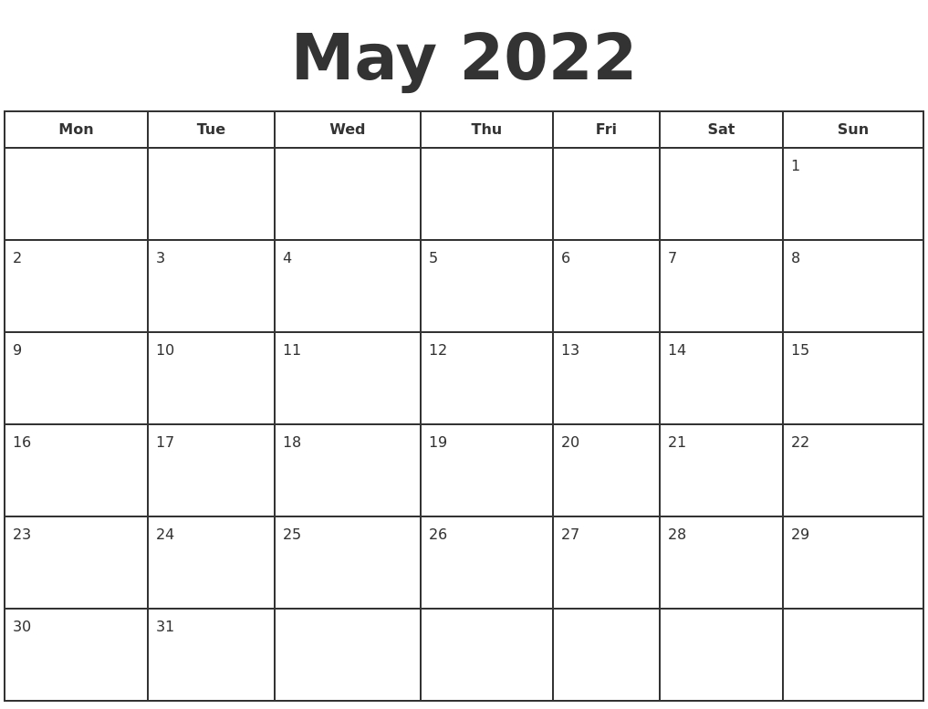 Catch 2022 Calendar Of May