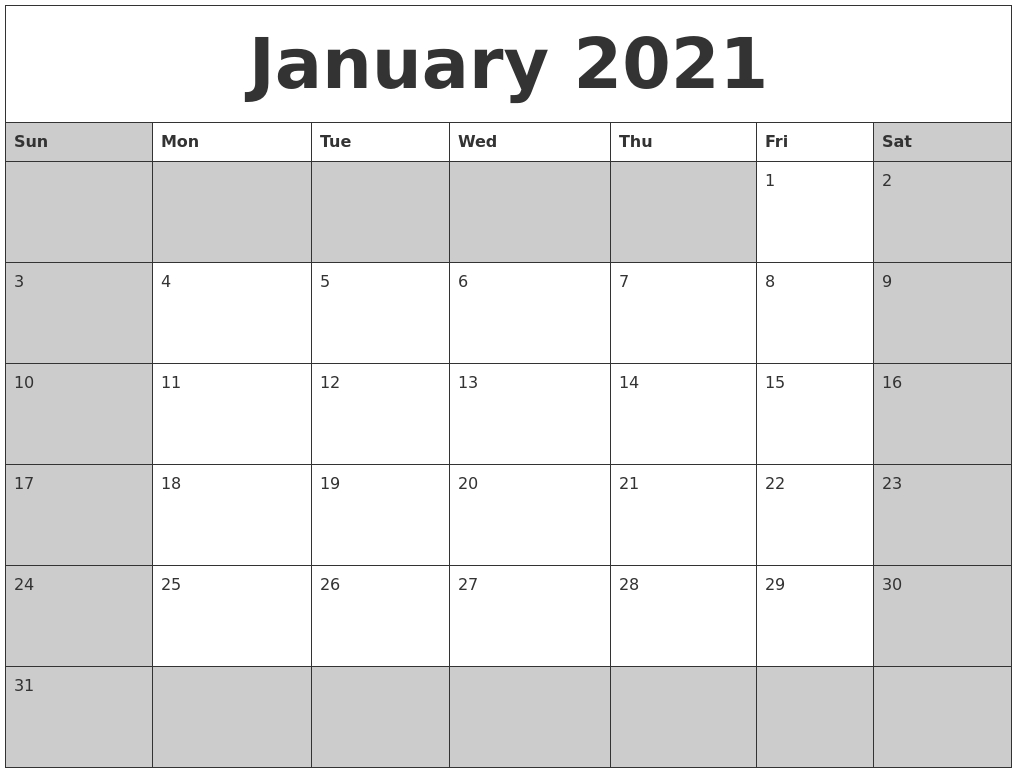 Blank January 2025 Calendar Printable - Free Printable House Plans