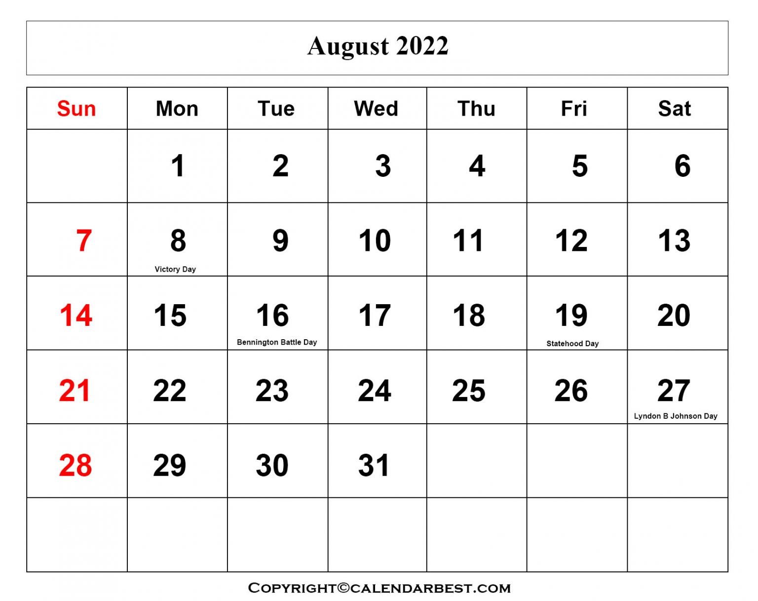 Catch Free Printable Calendar For August 2022