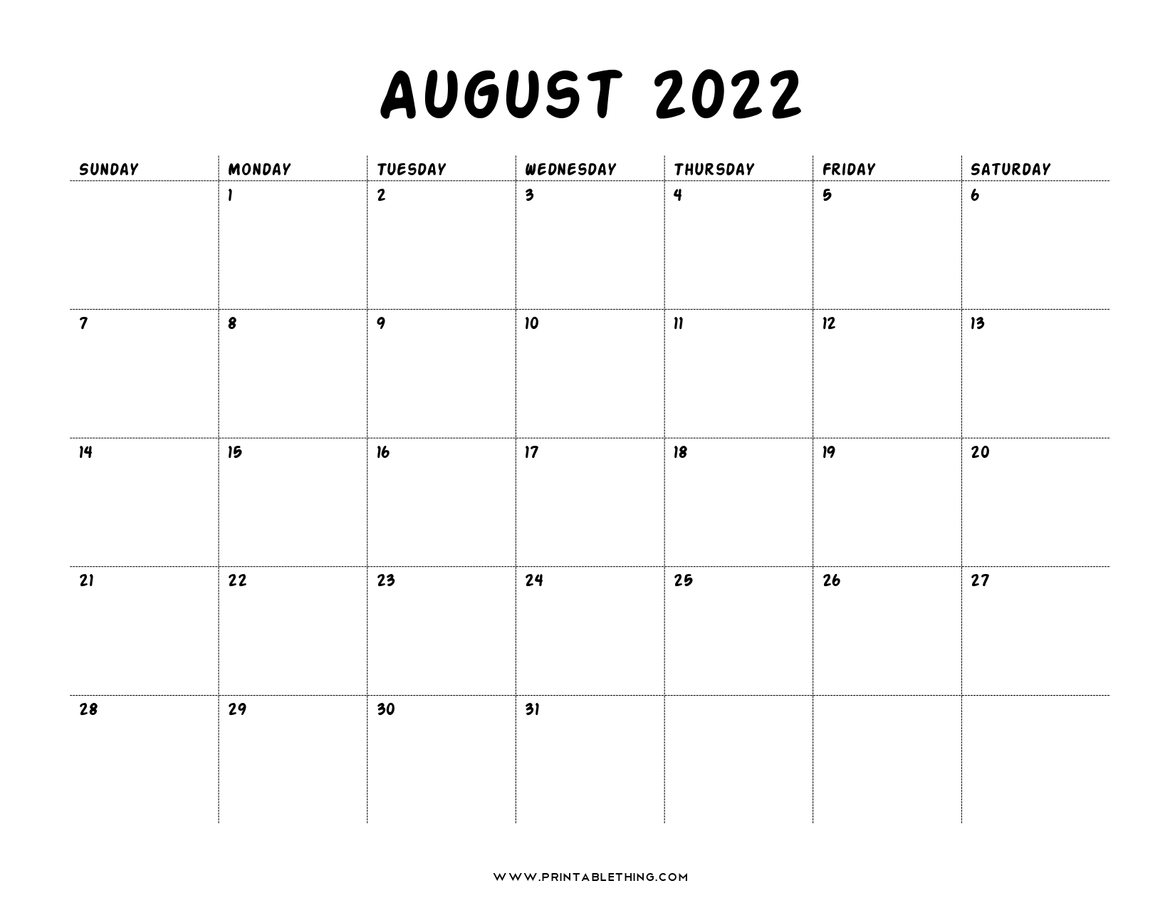 Catch Free Printable Calendar For August 2022