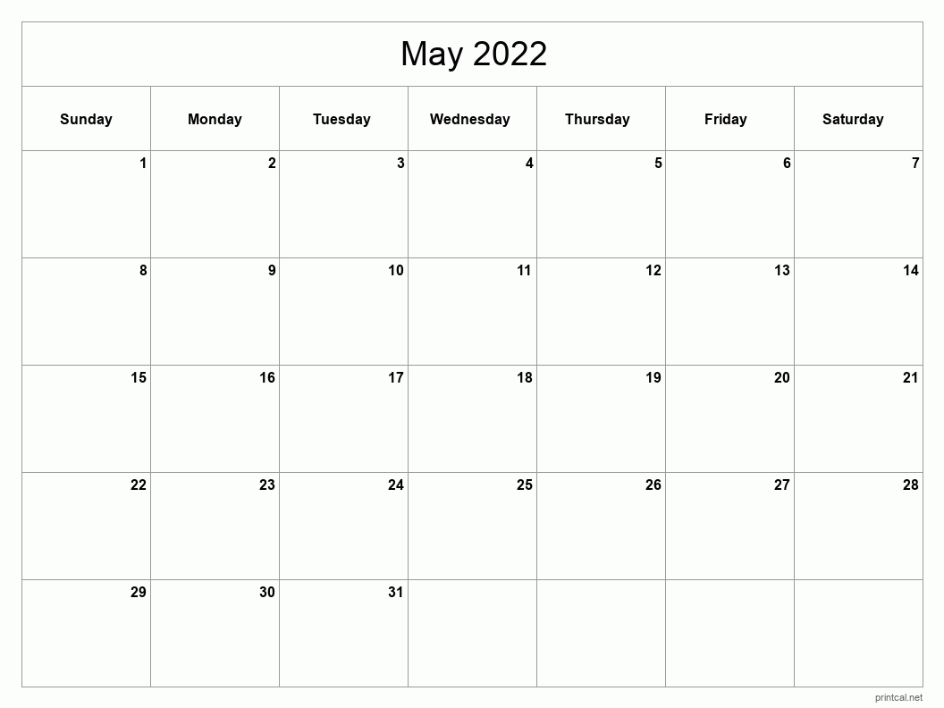 Collect 2022 Calendar Of May