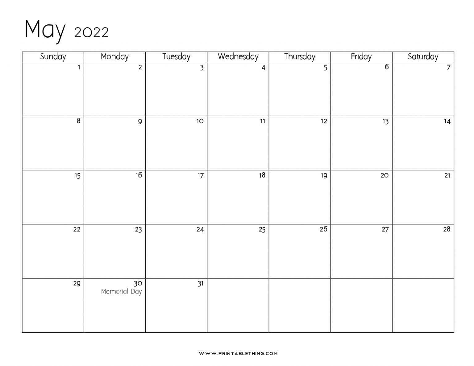 Get 2022 Calendar Of May