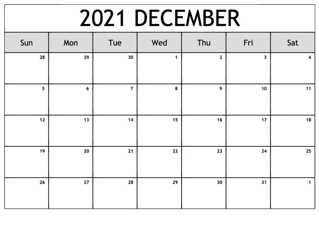 Get Calendar December 2021 January 2022 Printable