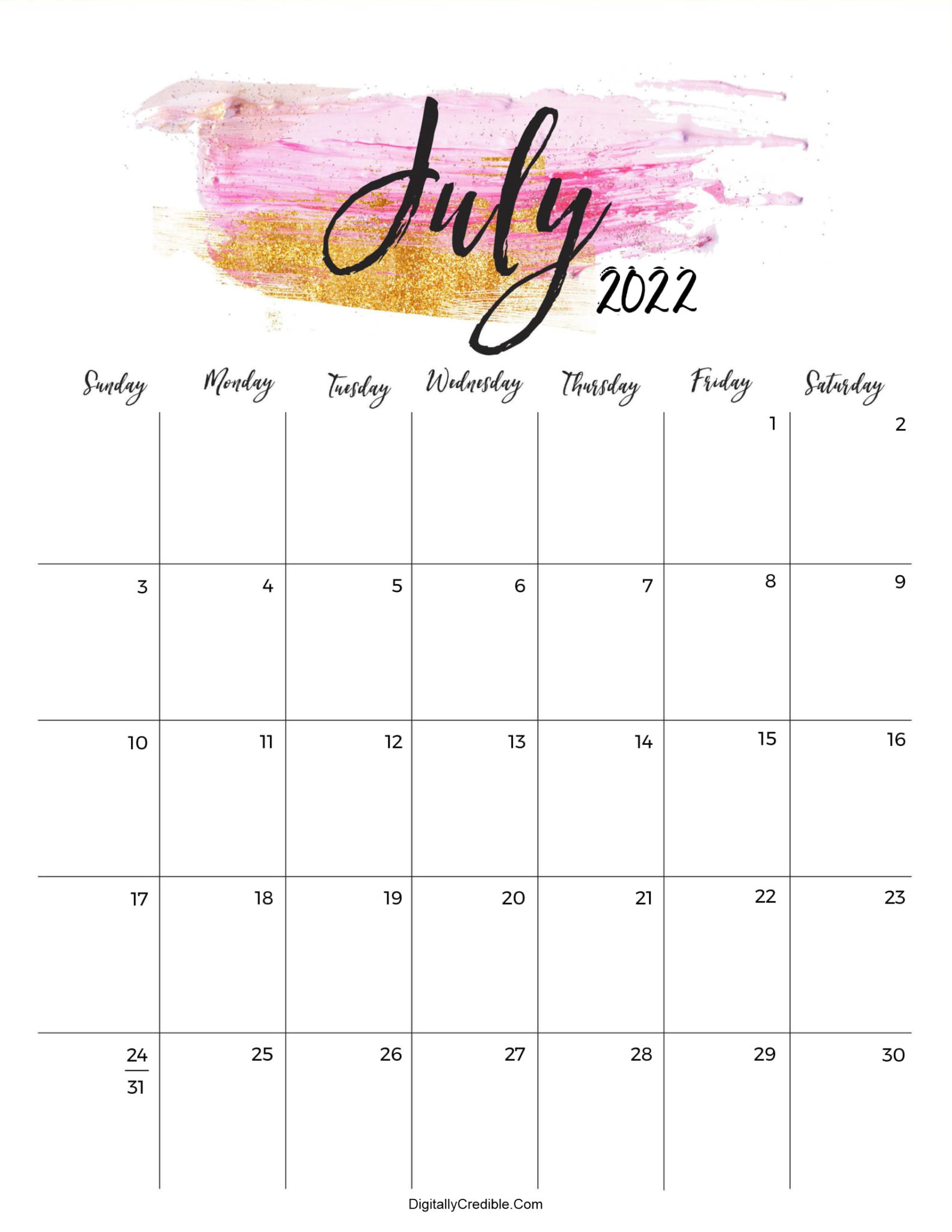 Pick 2022 Calendar For July