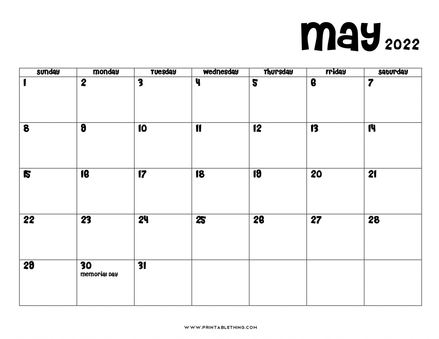Pick 2022 Calendar Of May
