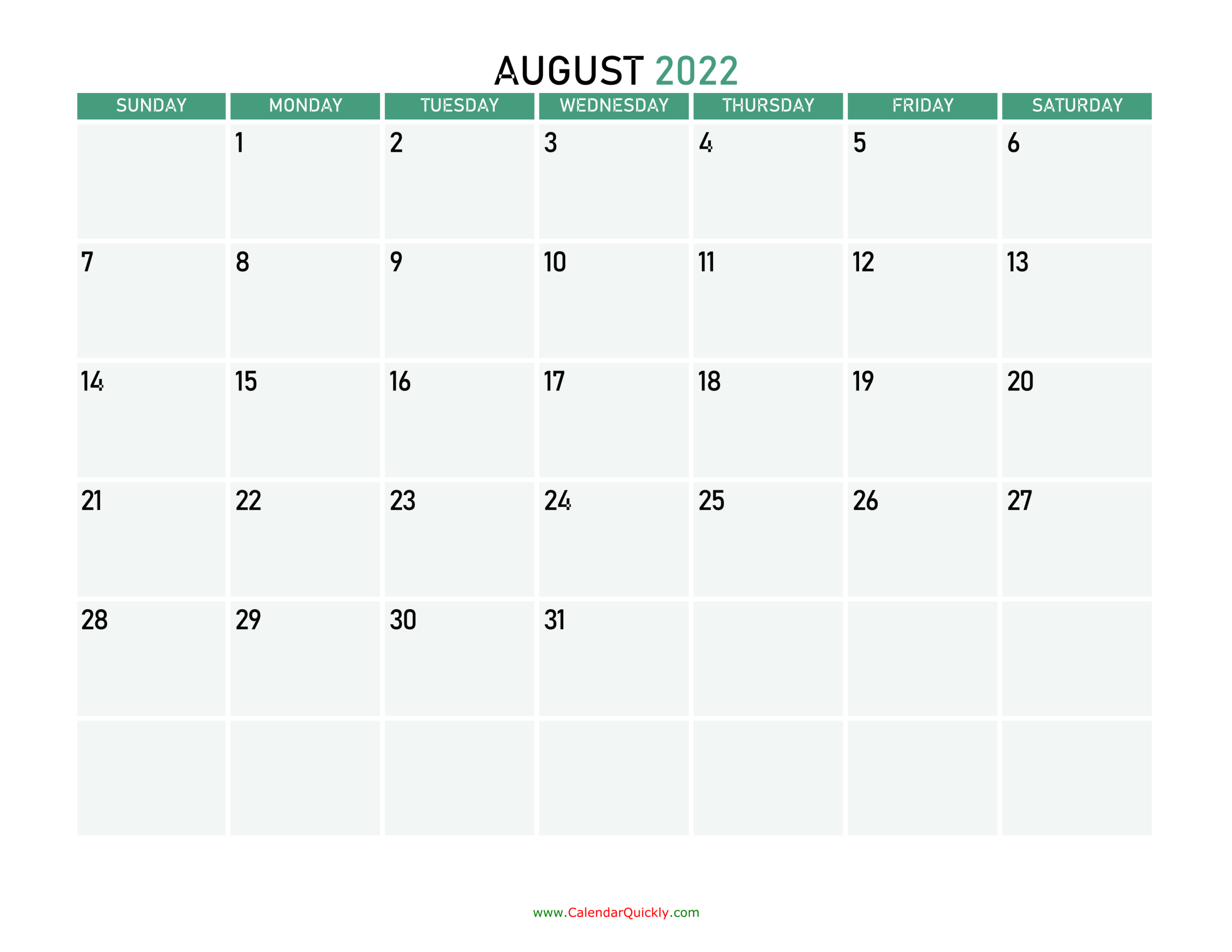 Take Free Printable Calendar For August 2022